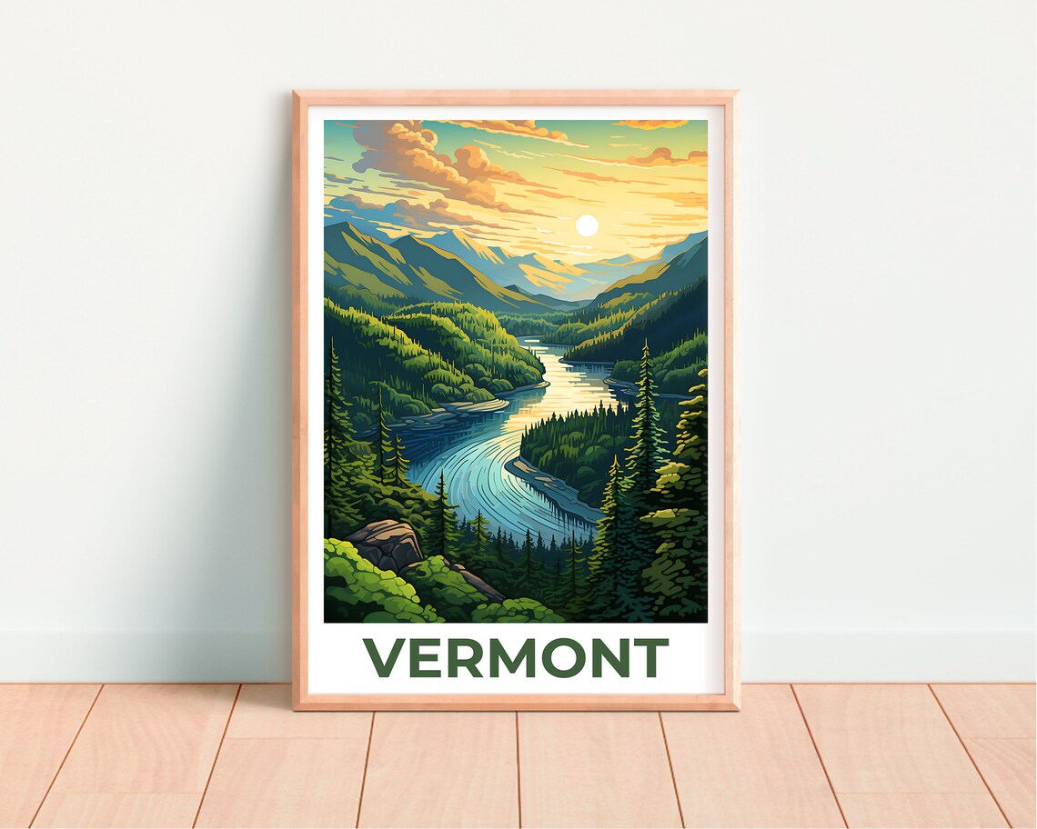 Vermont Green Mountains Travel Poster, Wall Art Print - Image 4