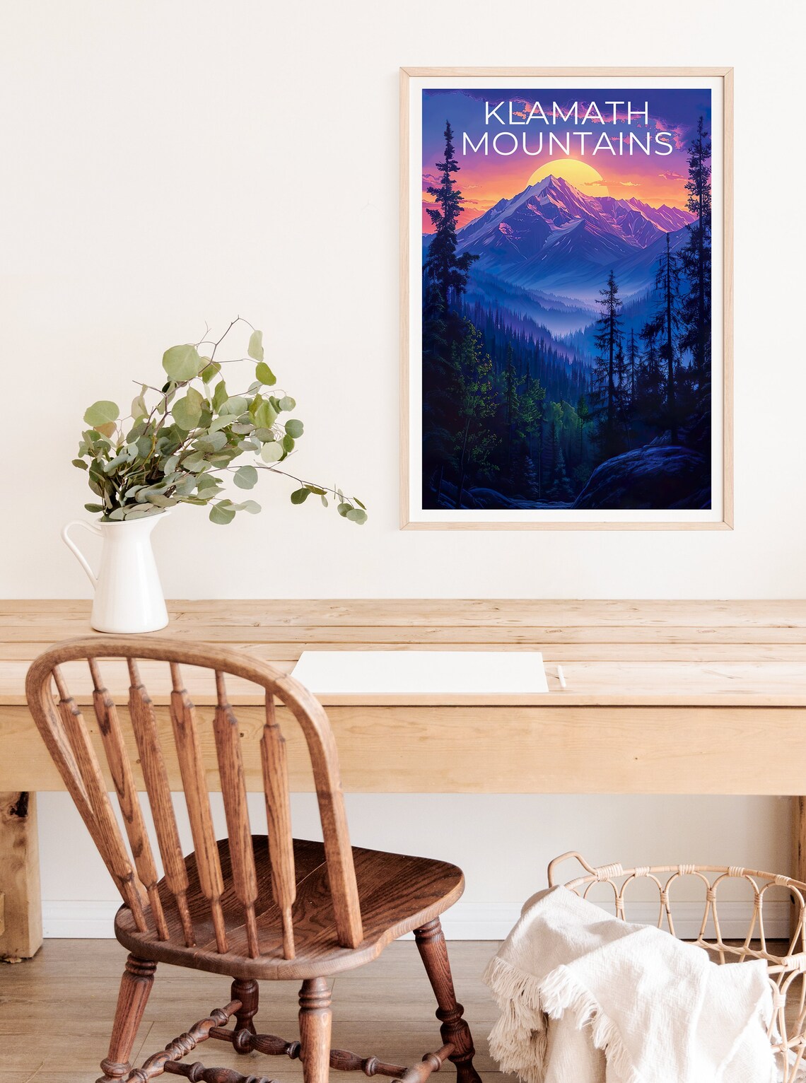 Klamath Mountains California Sunset Peak Pine Forest Golden Sun Poster - Image 3