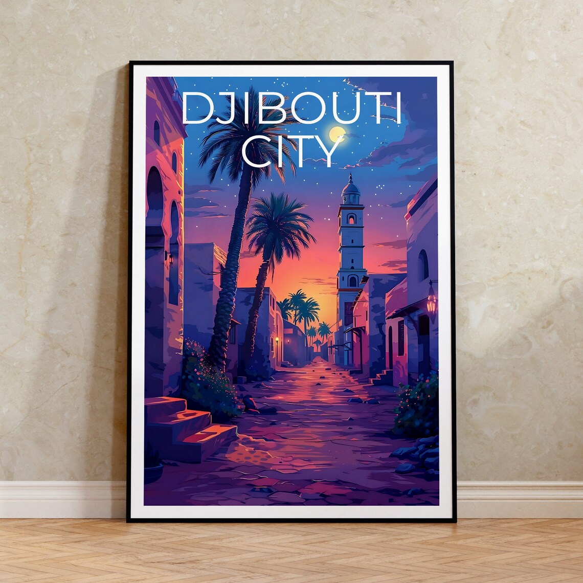 Djibouti City Travel Poster, Africa Art Print