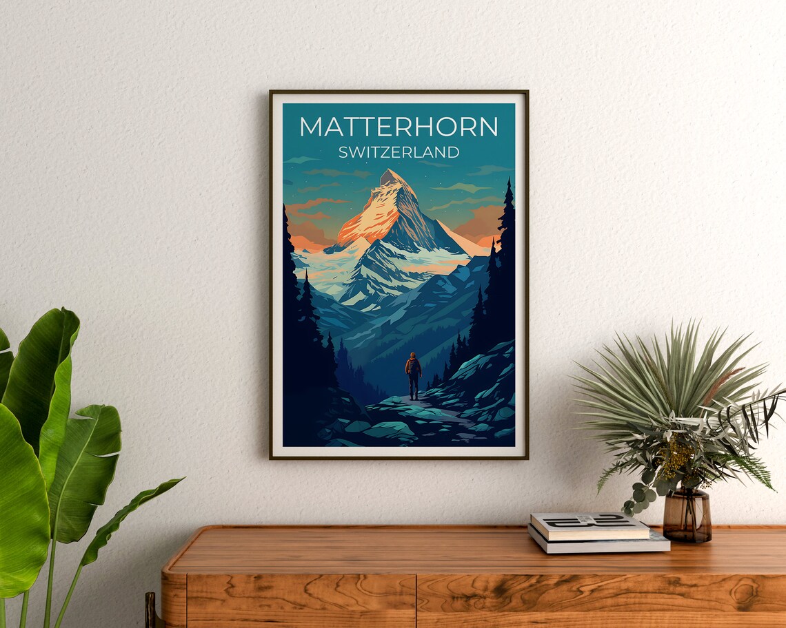 Matterhorn Switzerland Sunrise Alpine Peak Hiker Trail Poster - Image 3