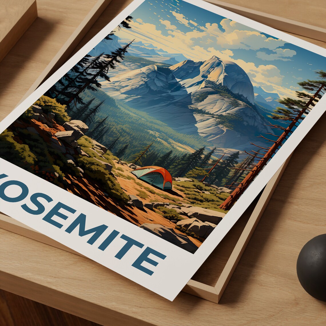 Yosemite Half Dome Travel Poster, California Art Print - Image 4