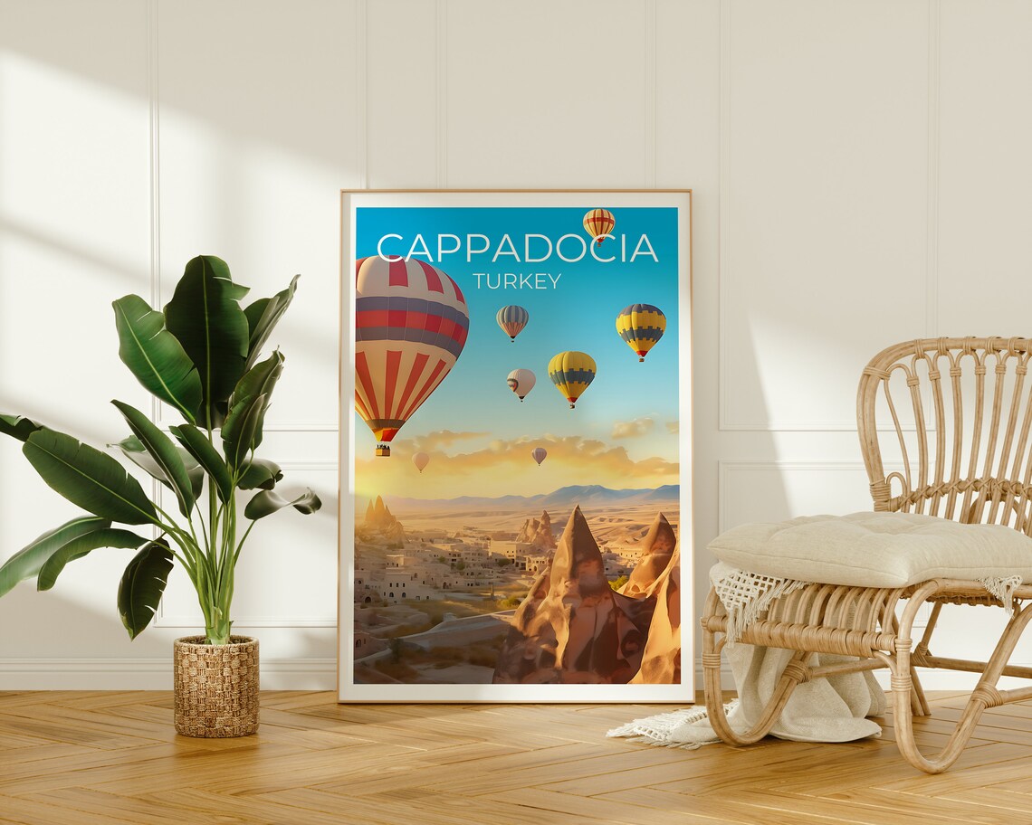 Cappadocia Turkey Hot Air Balloons Over Fairy Chimneys Travel Poster - Image 2