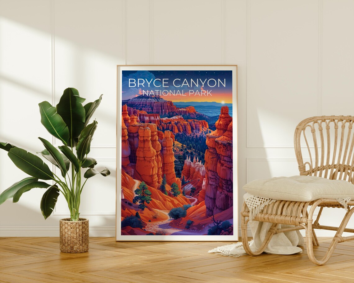 Bryce Canyon National Park Hoodoos Sunrise Red Rock View Travel Poster - Image 2