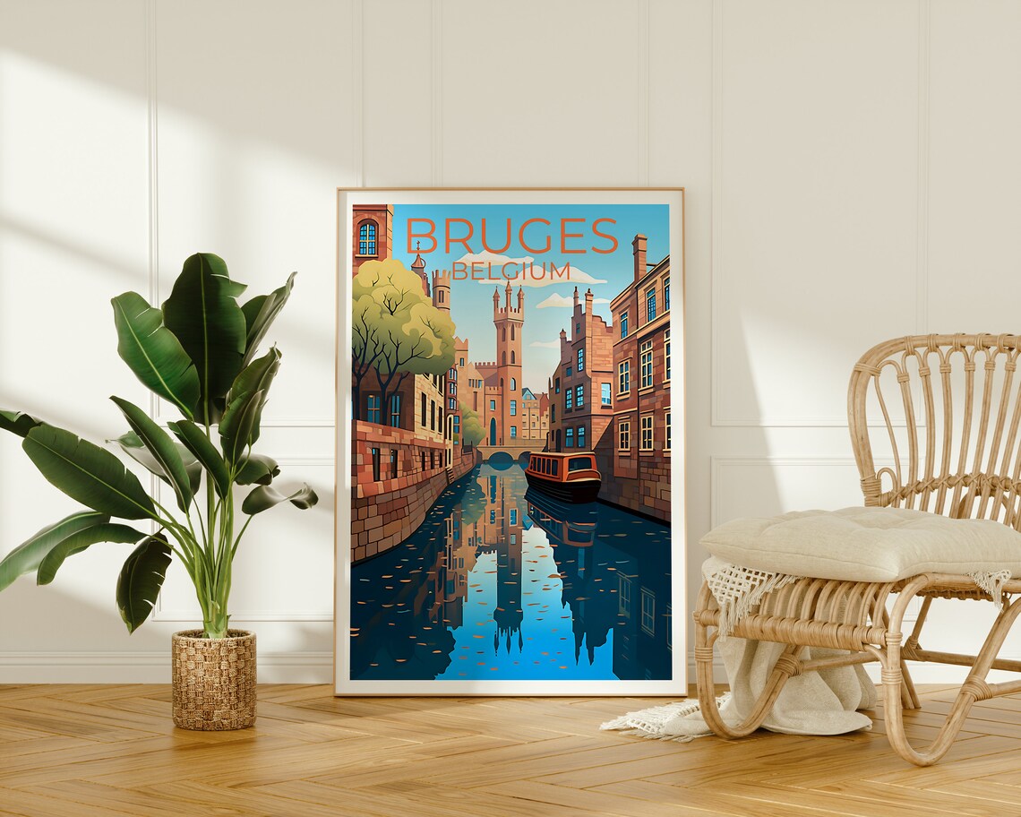 Bruges Travel Poster, Belgium Europe City Art Print - Image 2
