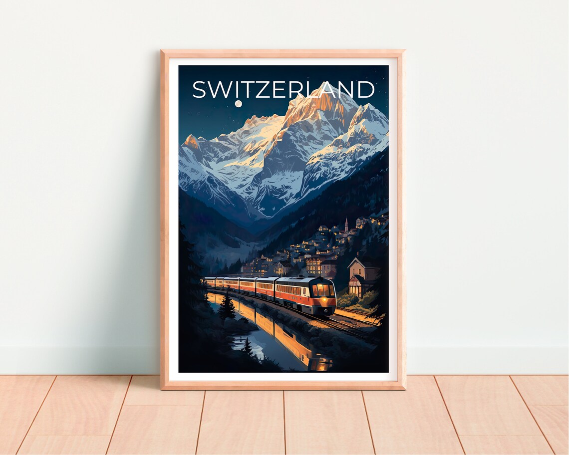 Interlaken Switzerland Travel Poster, Wall Art Print - Image 4