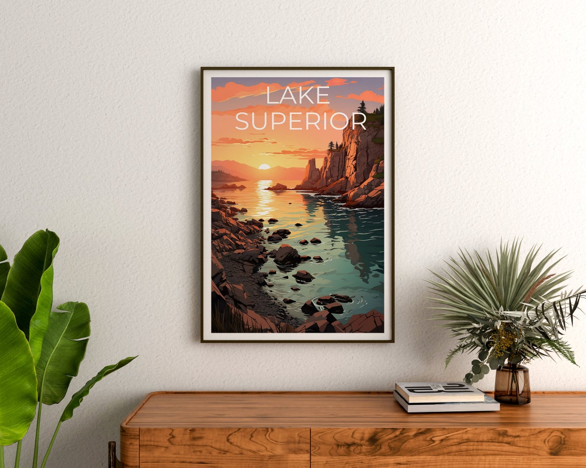 Lake Superior Poster Lake Superior Art Great Lakes Poster Great Lakes Art - Image 3