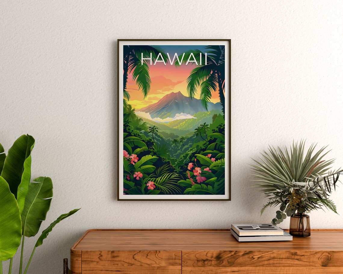 Hawaii Travel Poster, Tropical Island Hiking Print - Image 3