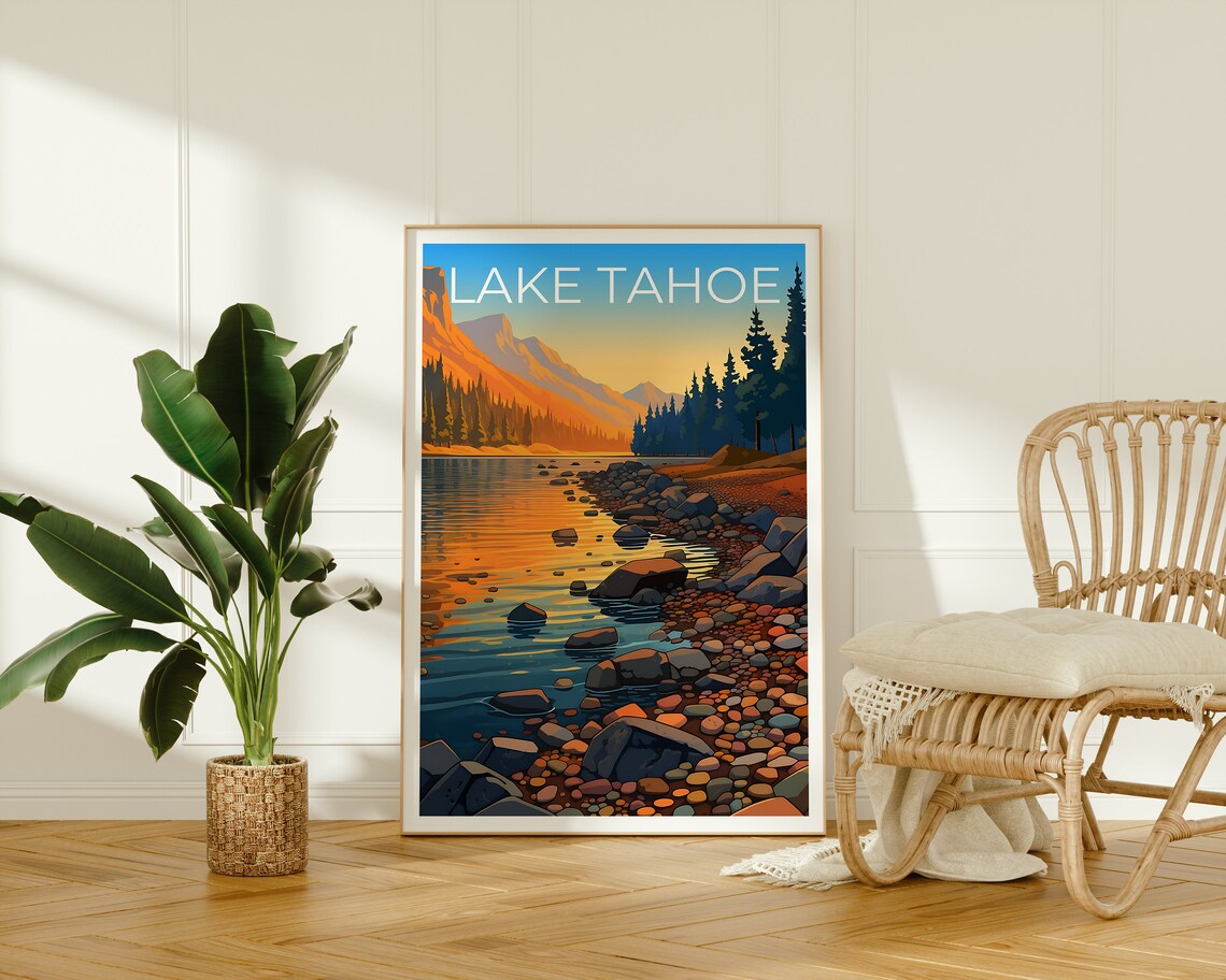 Lake Tahoe Travel Poster, California Nevada Wall Art - Image 2