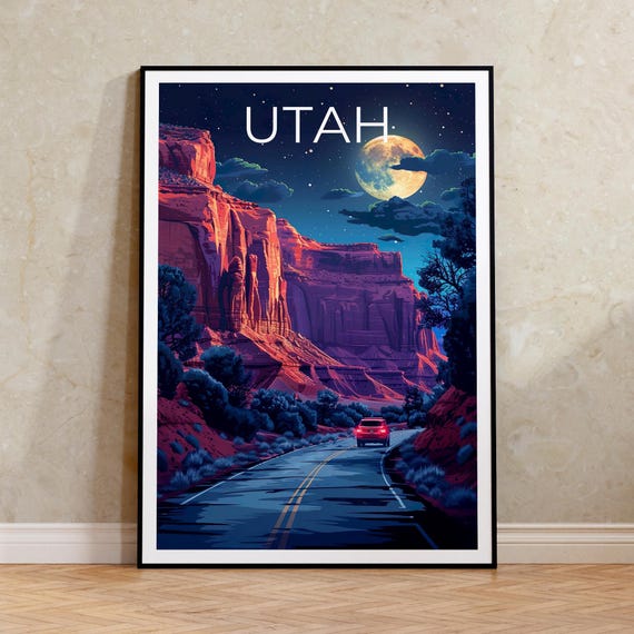 Utah Travel Print Capitol Reef National Park Poster Canyon Wall Art Southwest Illustration Home Decor Birthday Gift