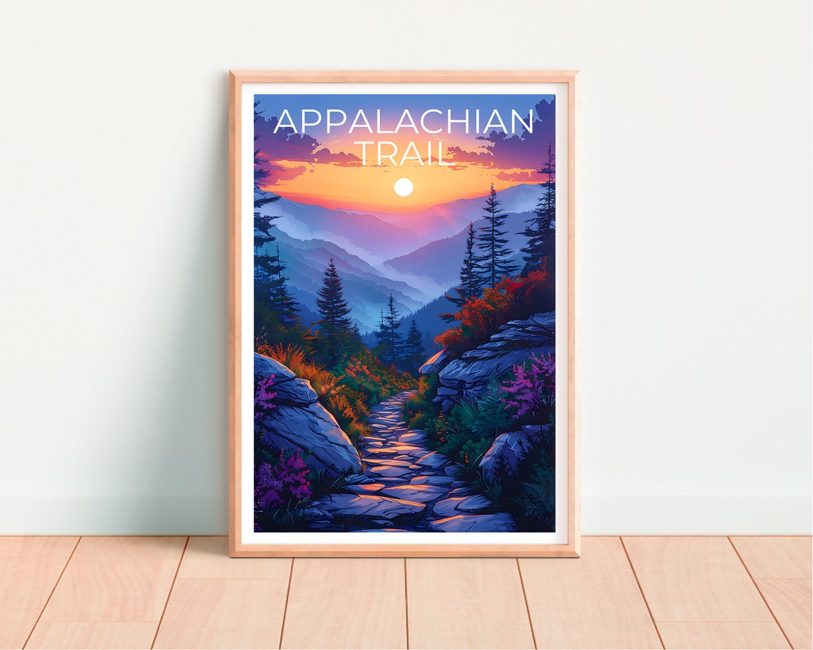 Appalachian Trail Sunset Stone Path Mountain View Wildflowers Poster - Image 4