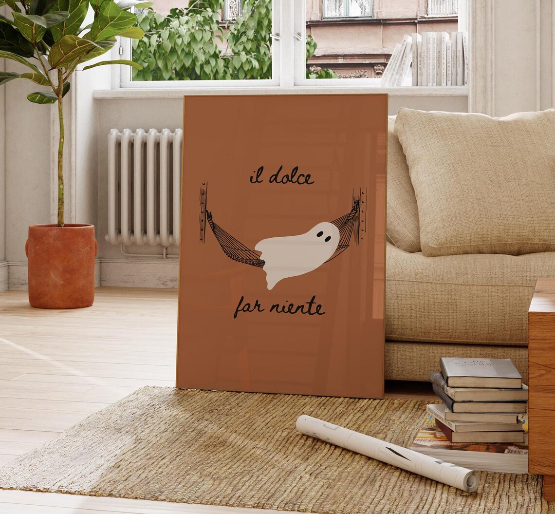 Il Dolce Far Niente Cute Ghost In Hammock Halloween Treat Poster - Image 2
