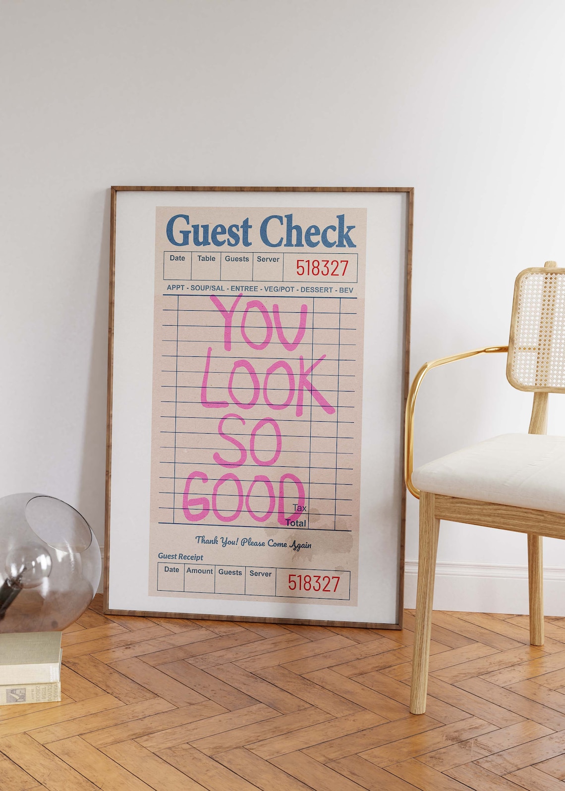 You Look So Good Pink Guest Check Retro Girly Typography Wall Poster