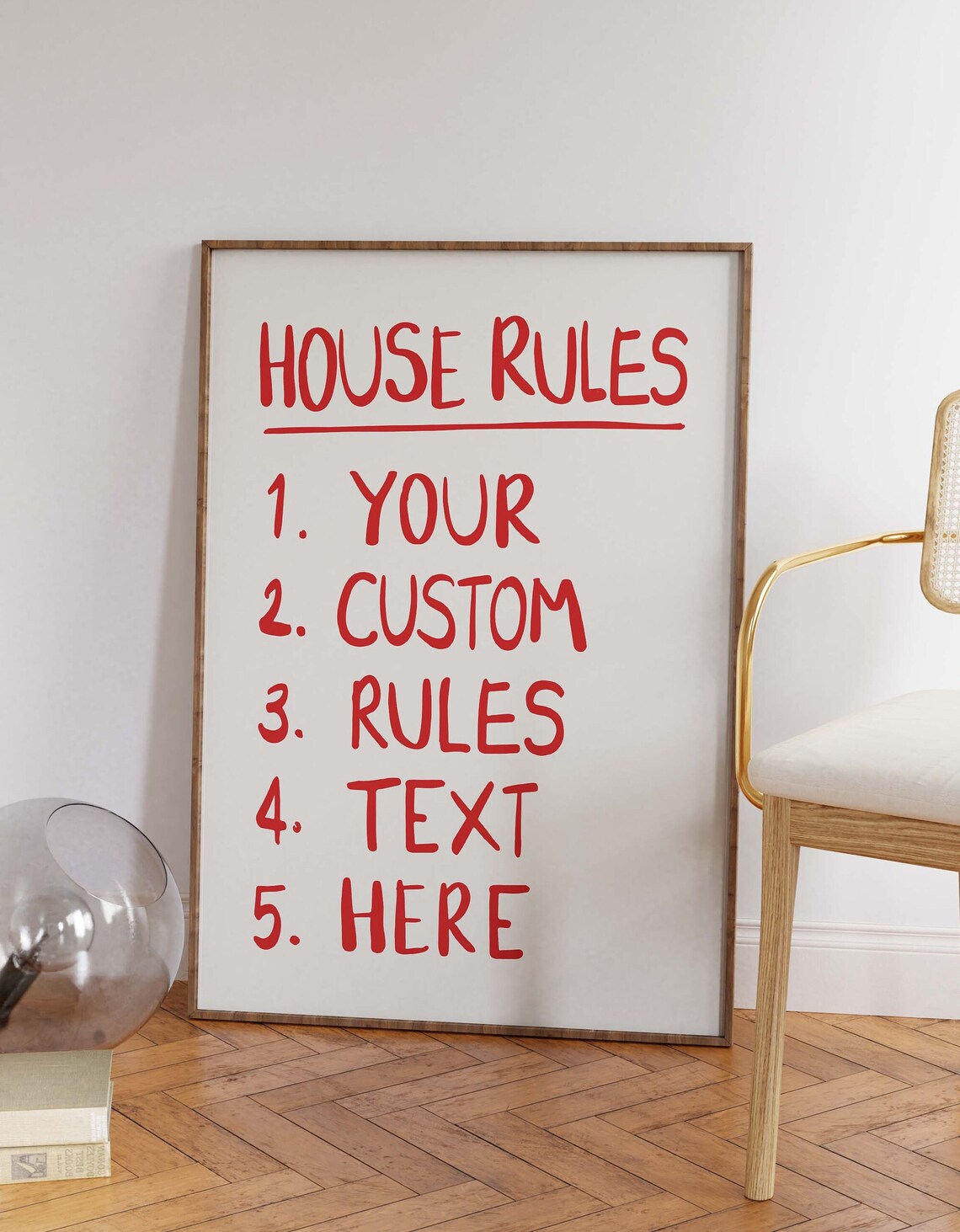 Personalized House Rules Poster, Custom Text Art Print