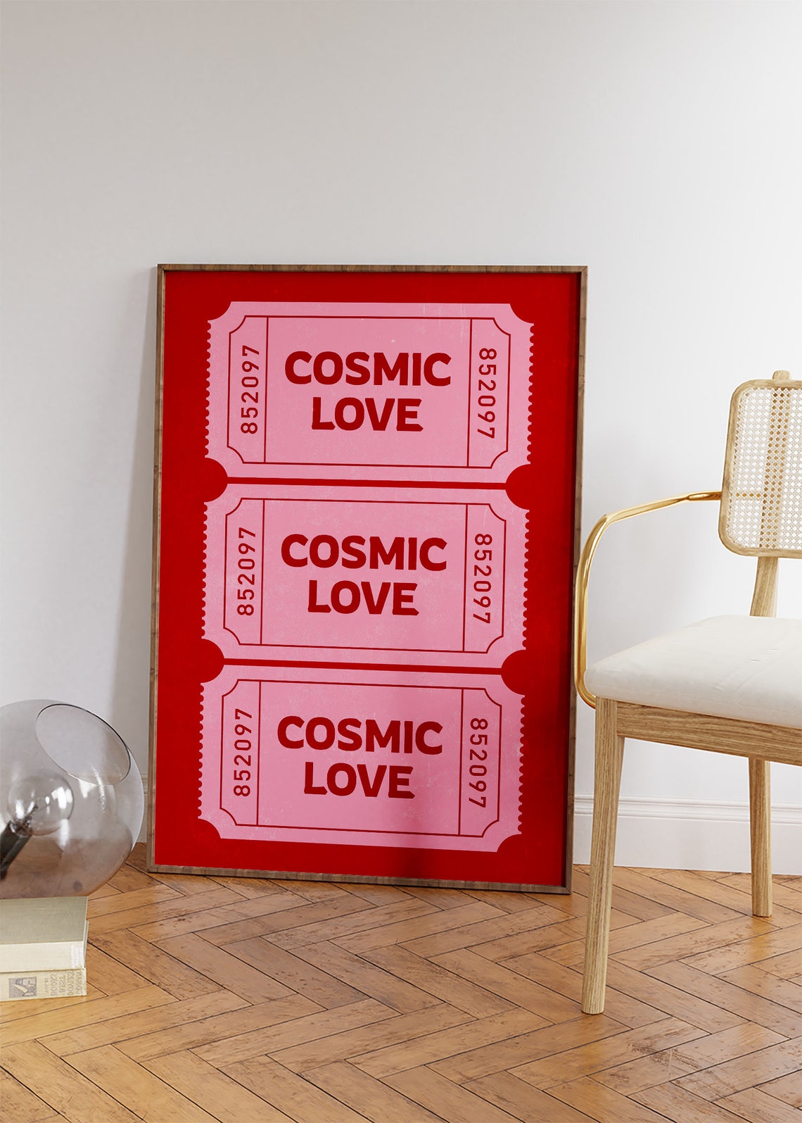 Cosmic Love Red Pink Retro Ticket Stub Maximalist Valentine Day Poster - Image 2