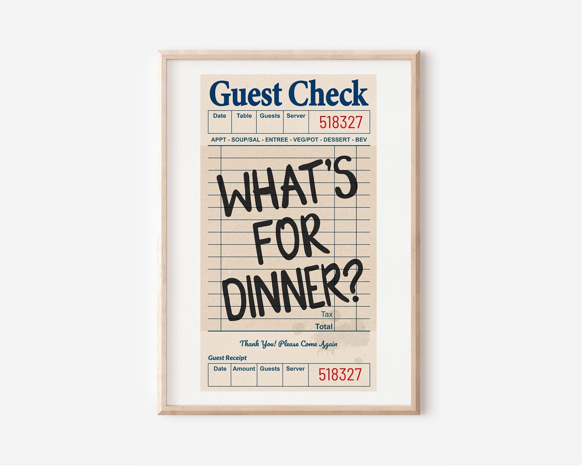 Guest Check Poster Print, What's For Dinner Kitchen Decor - Image 3