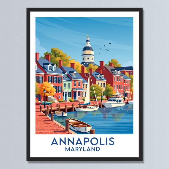 Annapolis Maryland Historic Harbor Brick Colonial Waterfront Poster