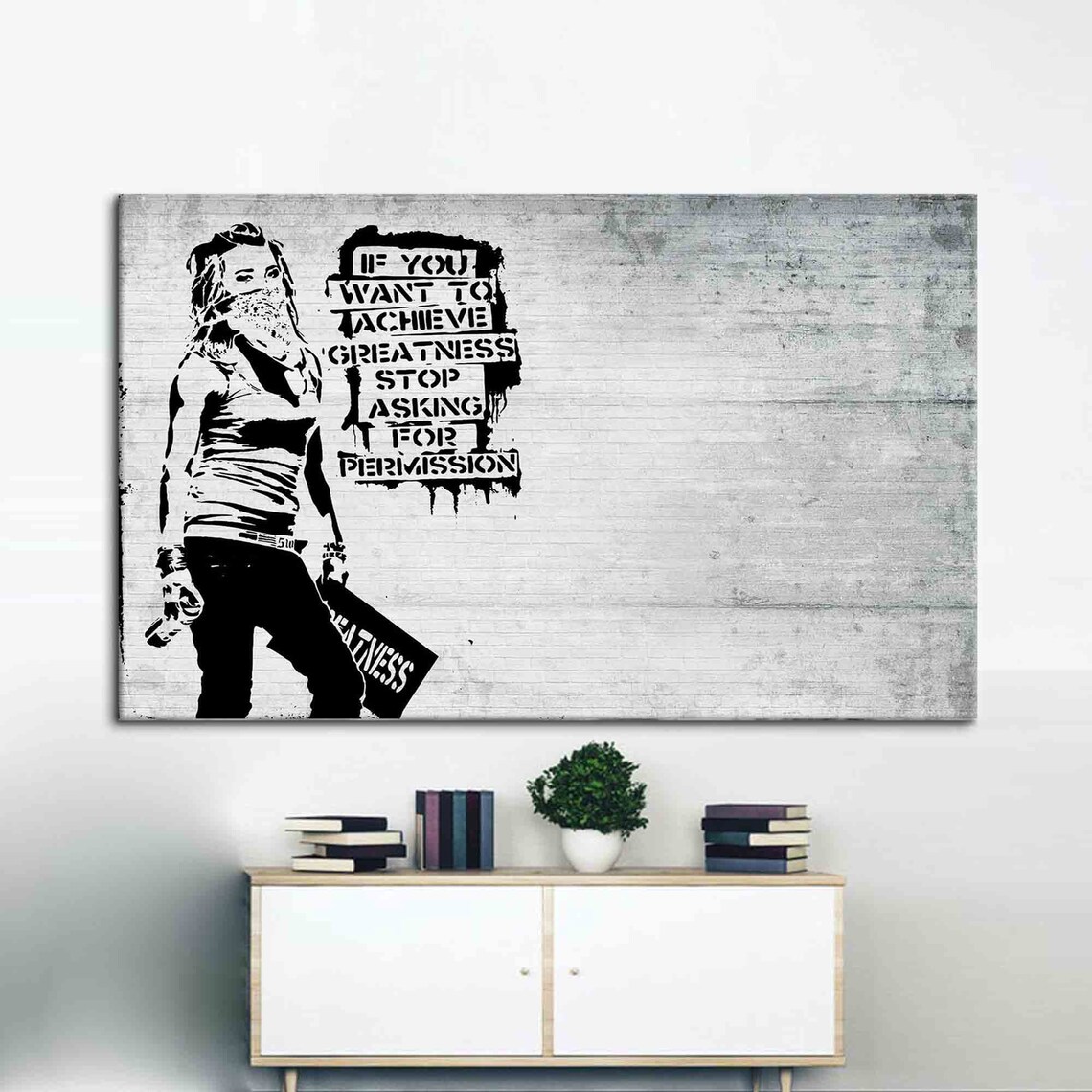 Achieve Greatness Quote Banksy Style Stencil Street Art Poster