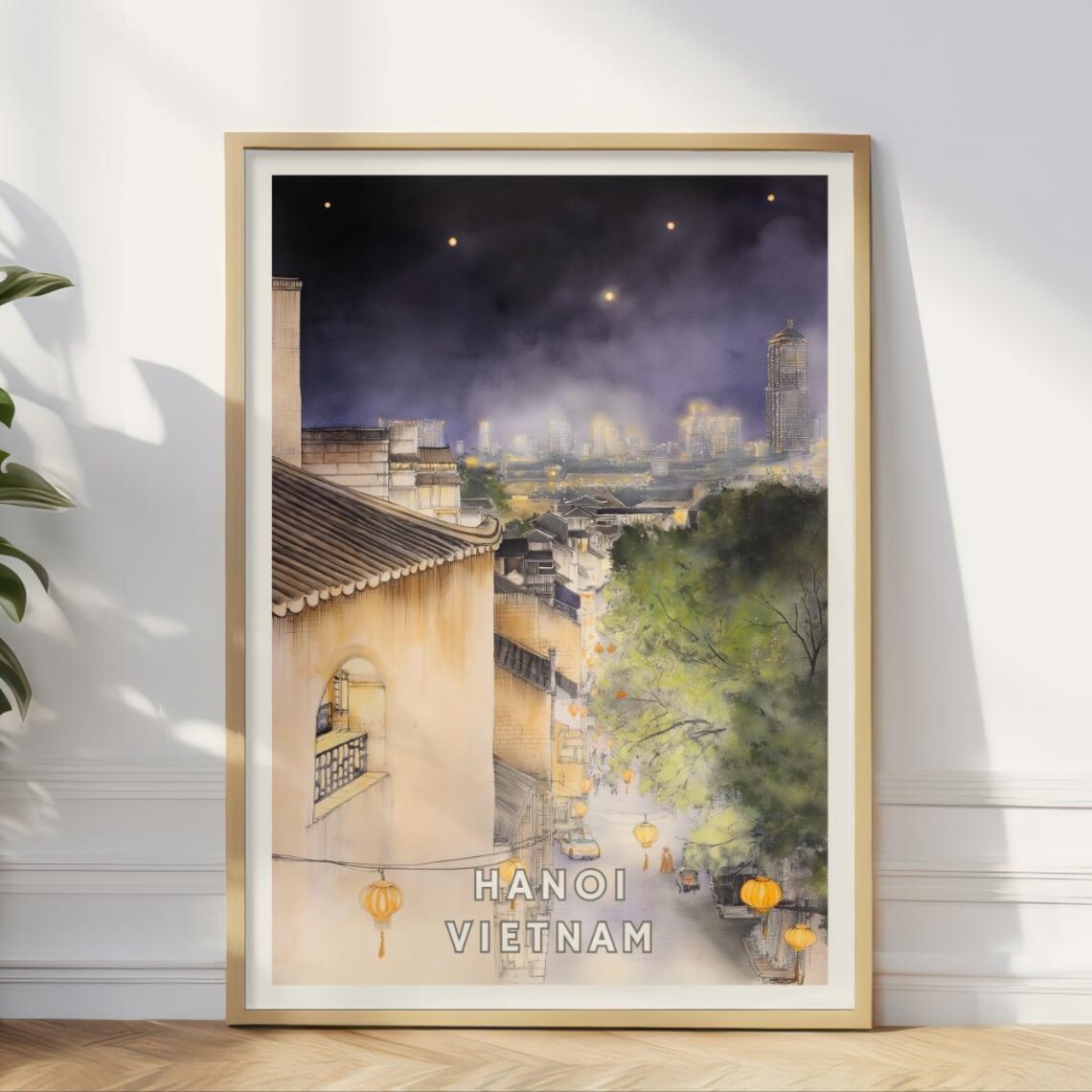 Hanoi Vietnam Poster, Old Quarter Lantern Street