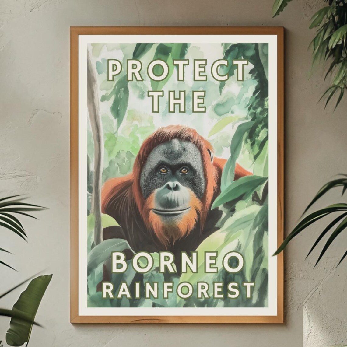 Protect The Borneo Rainforest, Orangutan Conservation Art - Image 2