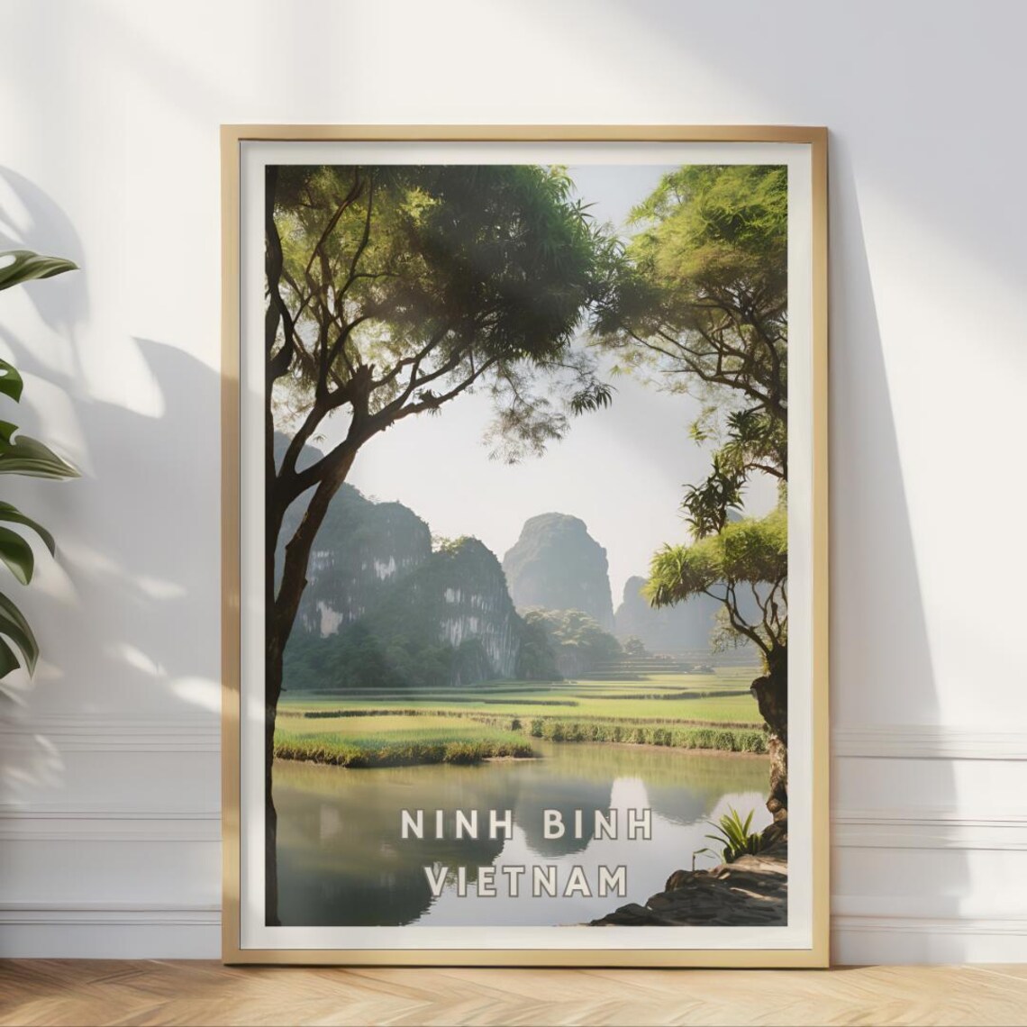 Ninh Binh Vietnam Travel Poster, Scenic Landscape