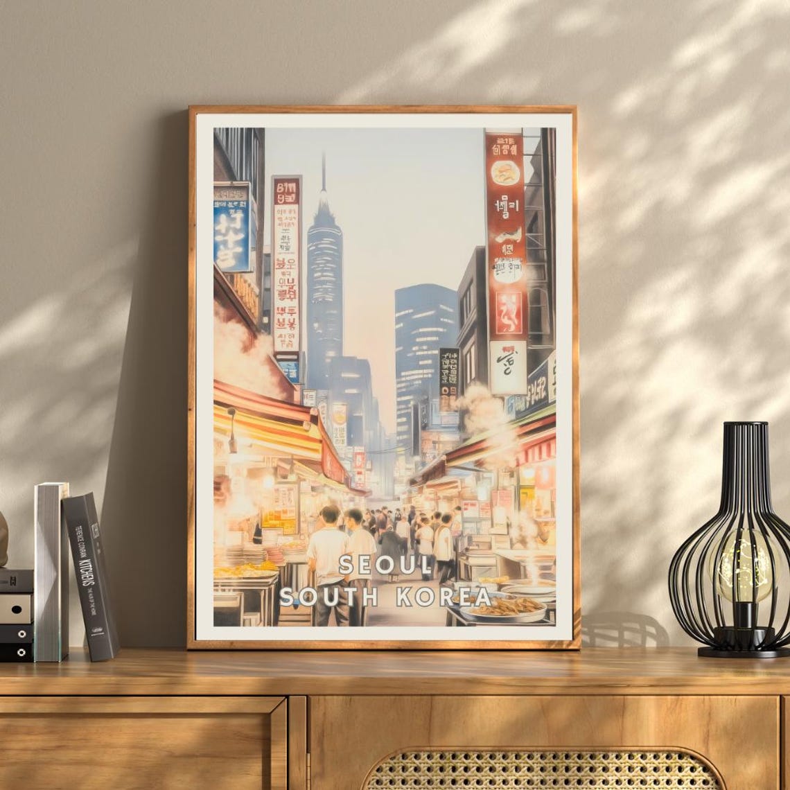 Seoul South Korea Poster Korean Night Market Print Cityscape Wall Art Asian Street Food Scene Urban Travel Decor Home Office Arts - Image 3