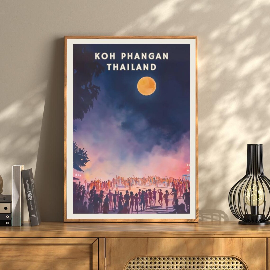 Koh Phangan Thailand Poster Full Moon Party Print Beach Festival Night Art Southeast Asia Travel Decor Tropical Island Illustration - Image 3