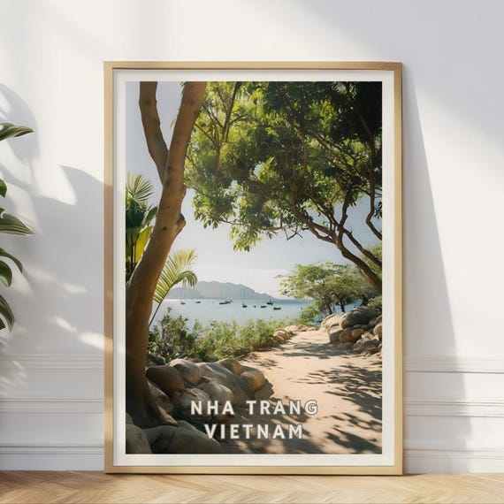 Nha Trang Vietnam Poster Tropical Beach Wall Art Scenic Coastal Landscape Print Ocean View Decor Southeast Asia Travel Artwork