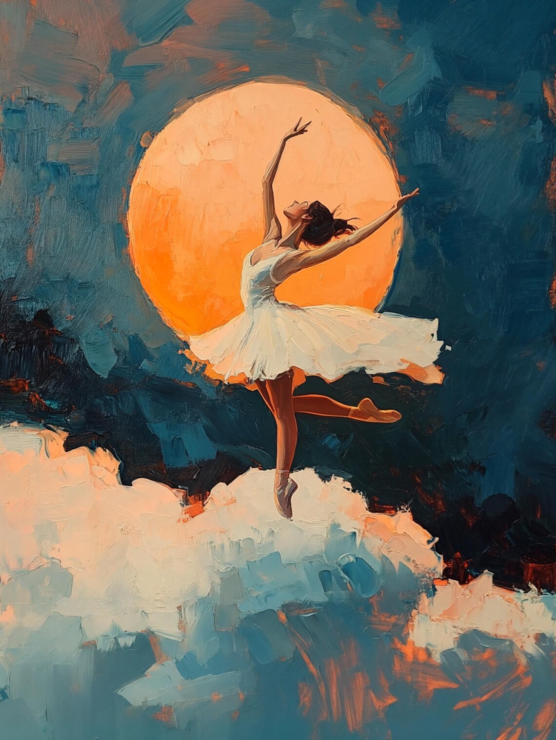Ballerina Moon Dance Art Print, Elegant Ballet Decor - Image 2