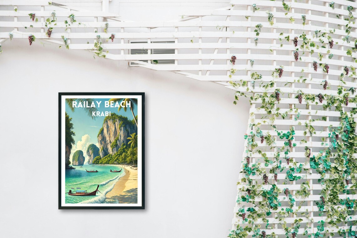 Krabi Railay Beach Travel Poster, Thailand Decor - Image 5