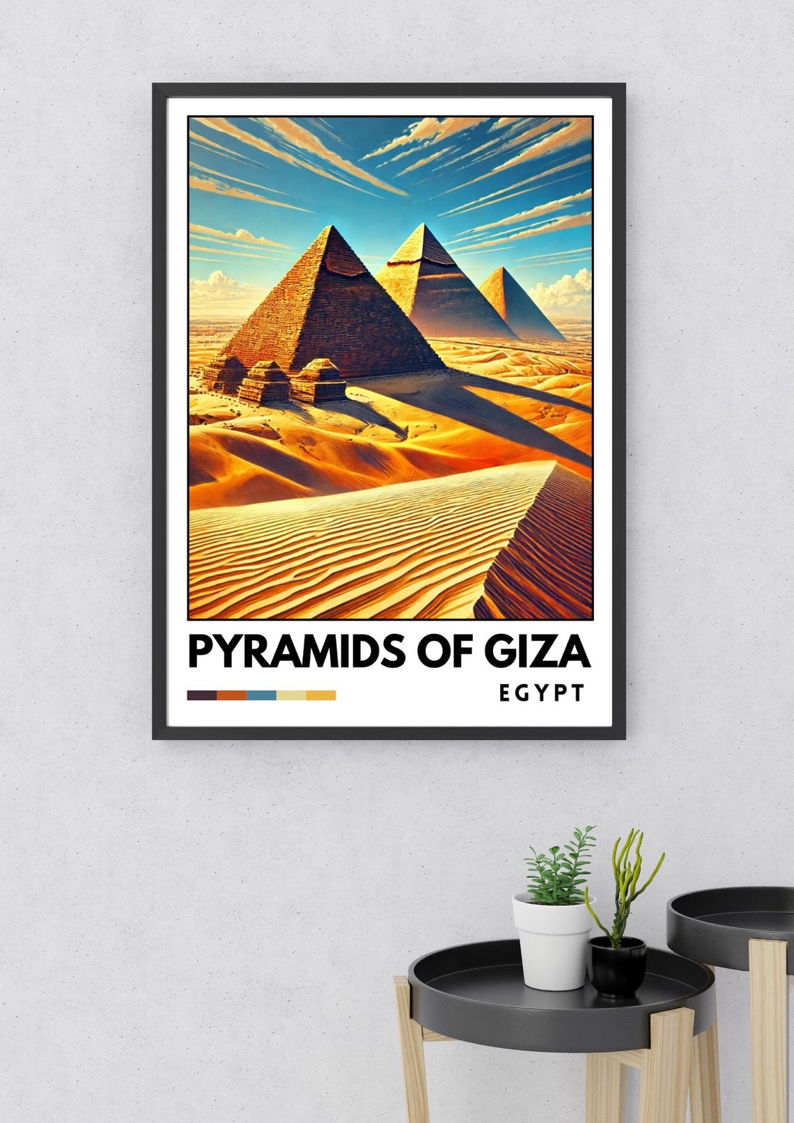 Pyramids Of Giza Poster Egyptian Desert Art Print Wonder Of World Wall Decor Travel Enthusiast Gift Cairo Travel Print Egypt Wall Art - Image 2