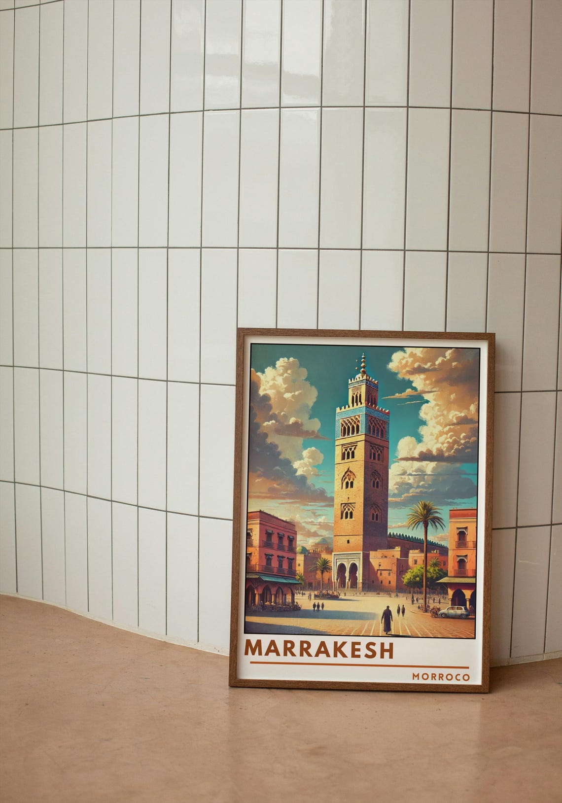 Marrakesh Morocco Koutoubia Mosque Medina Square Vintage Poster - Image 3