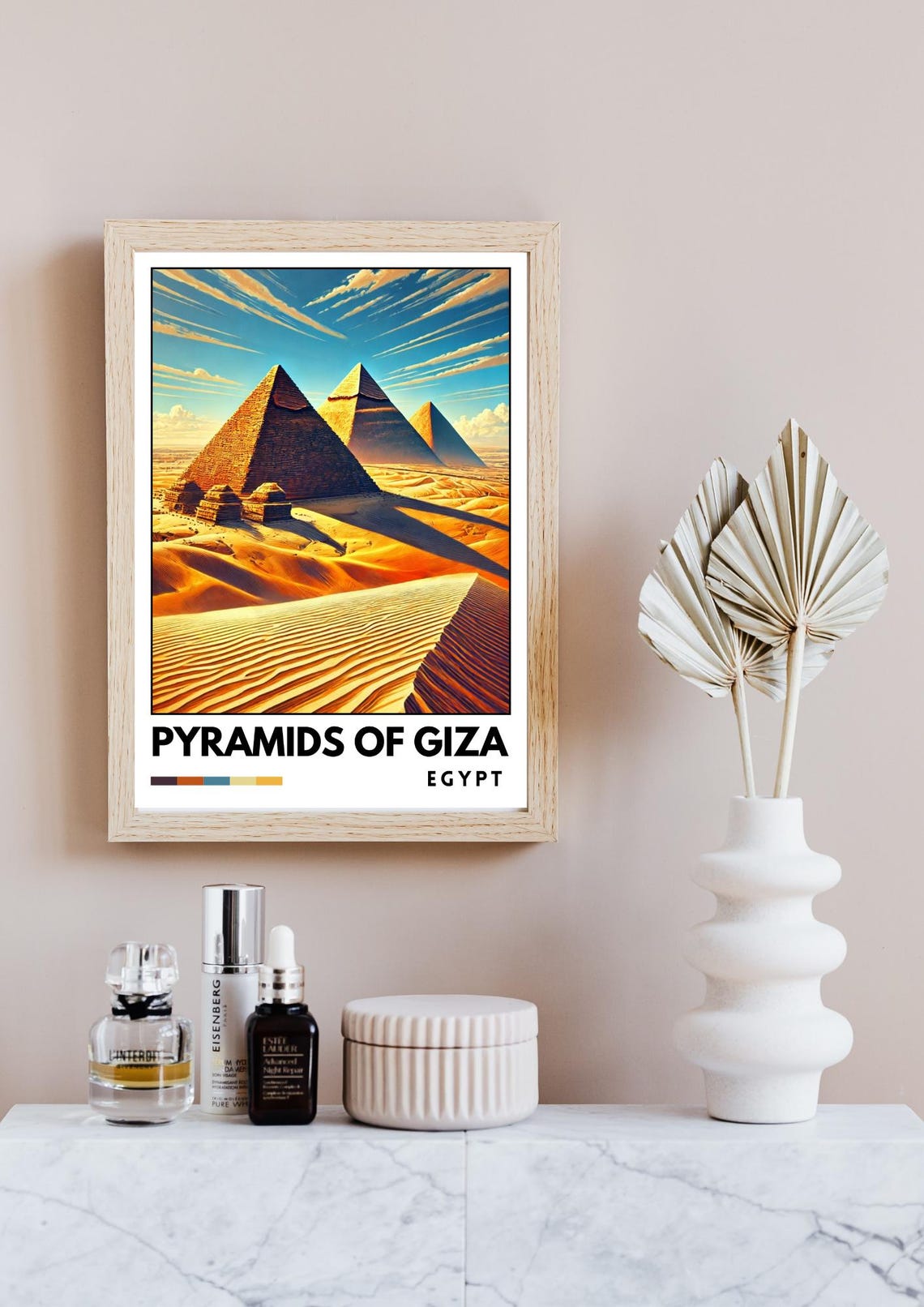 Pyramids Of Giza Poster Egyptian Desert Art Print Wonder Of World Wall Decor Travel Enthusiast Gift Cairo Travel Print Egypt Wall Art - Image 4