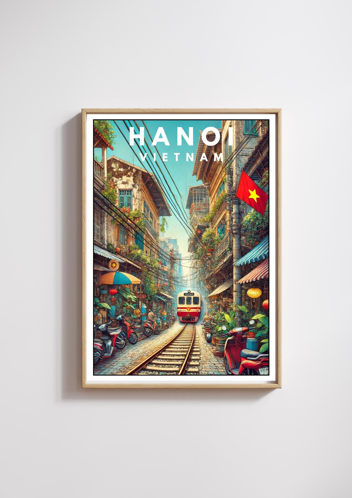 Hanoi Travel Poster, Vietnam Railway Street Art
