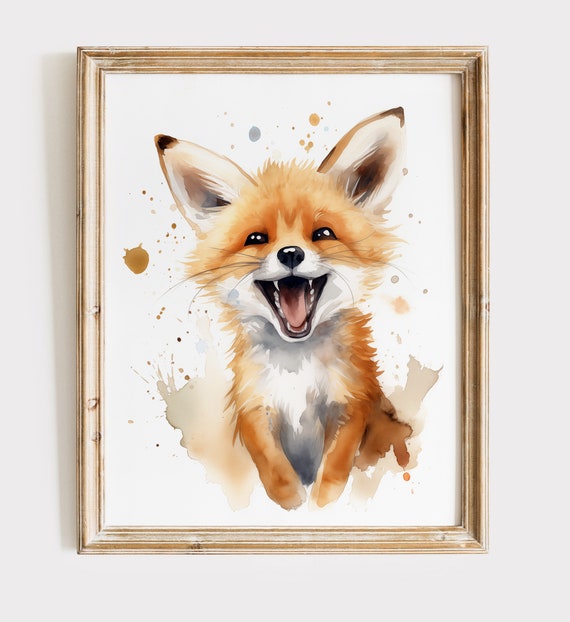Fox Poster Fox Painting Fox Nusery Animal Nursery Decor Fox Print Fox Wall Art Fox Gifts Bathroom Wall Decor Watercolor Fox Poster