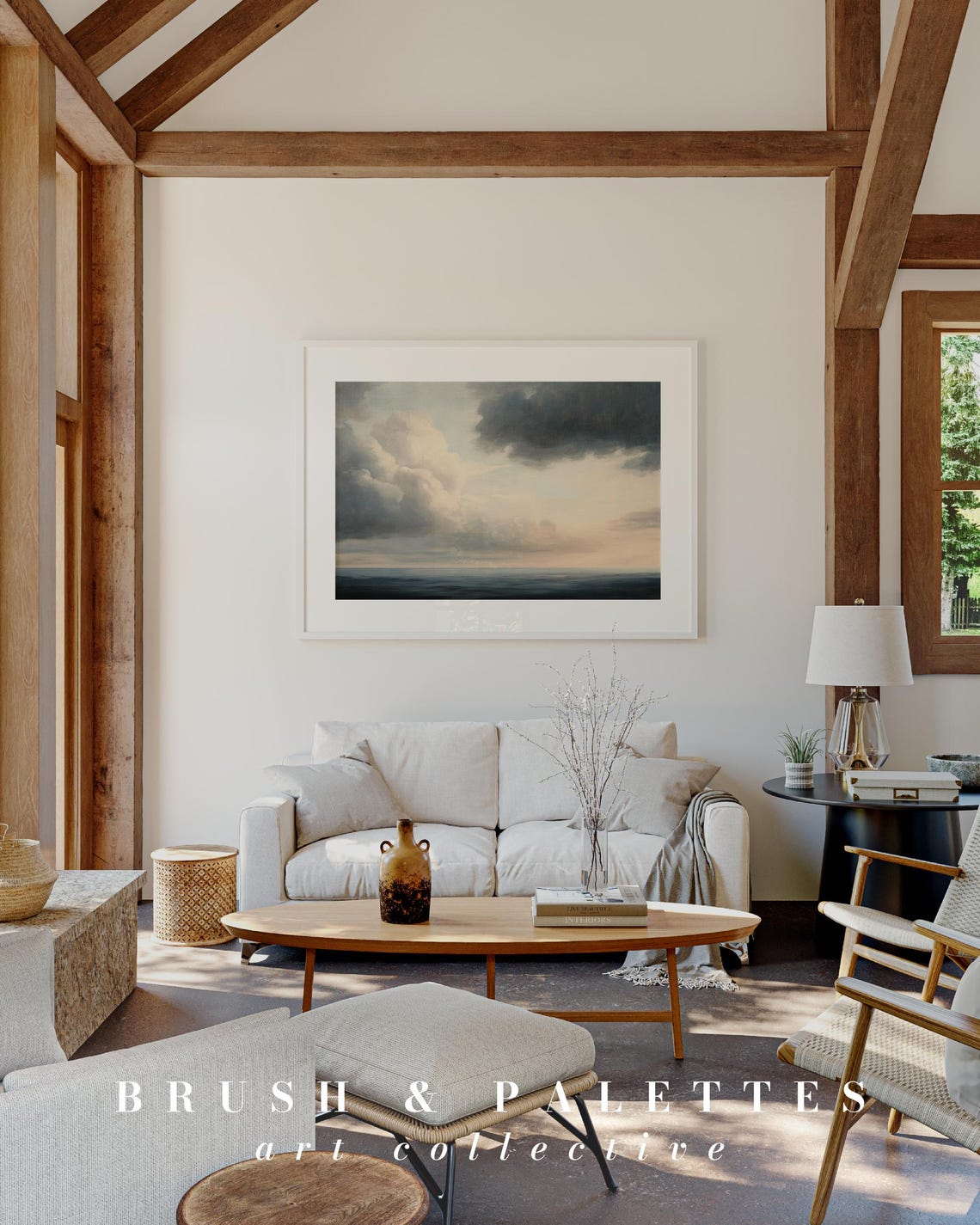 Serene Ocean Sky Minimalist Seascape Soft Cloud Horizon Poster - Image 2