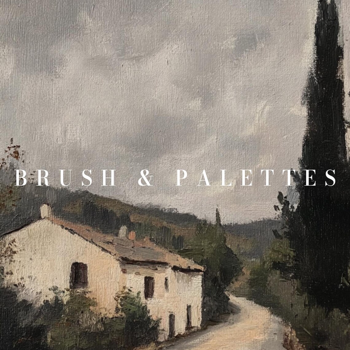 Rustic Cottage on Country Road Cypress Moody Vintage Painting Poster - Image 2