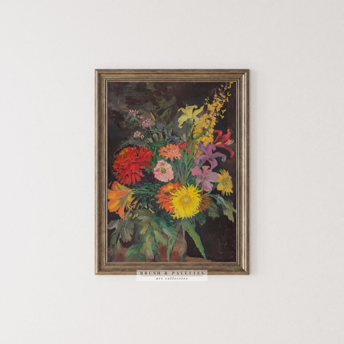Vibrant Floral Bouquet Oil Painting Bold Vintage Flower Poster - Image 2