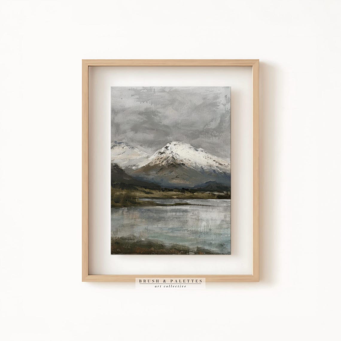 Snow Capped Mountain Lake Reflection Moody Wilderness Poster - Image 2