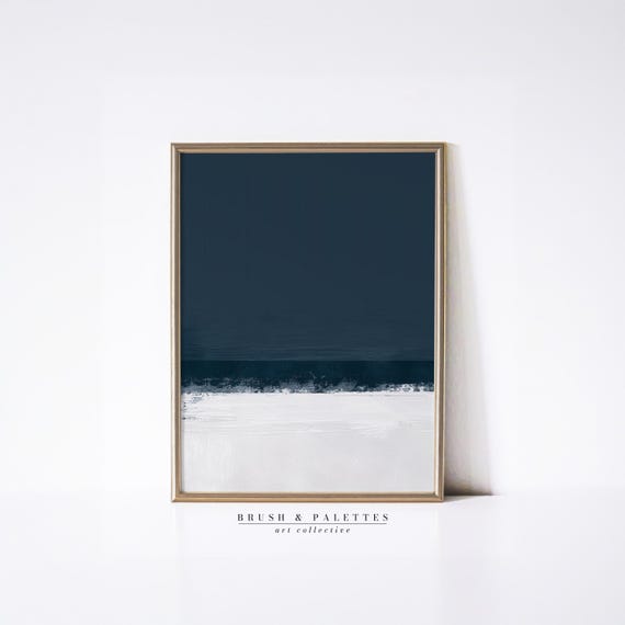 Minimalist Abstract Navy Art, Japandi Wall Print