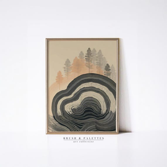 Modern Mountain Tree Trio Print Abstract Landscape Wall Decor Natureinspired Art For Minimalist Or Lodge Homes