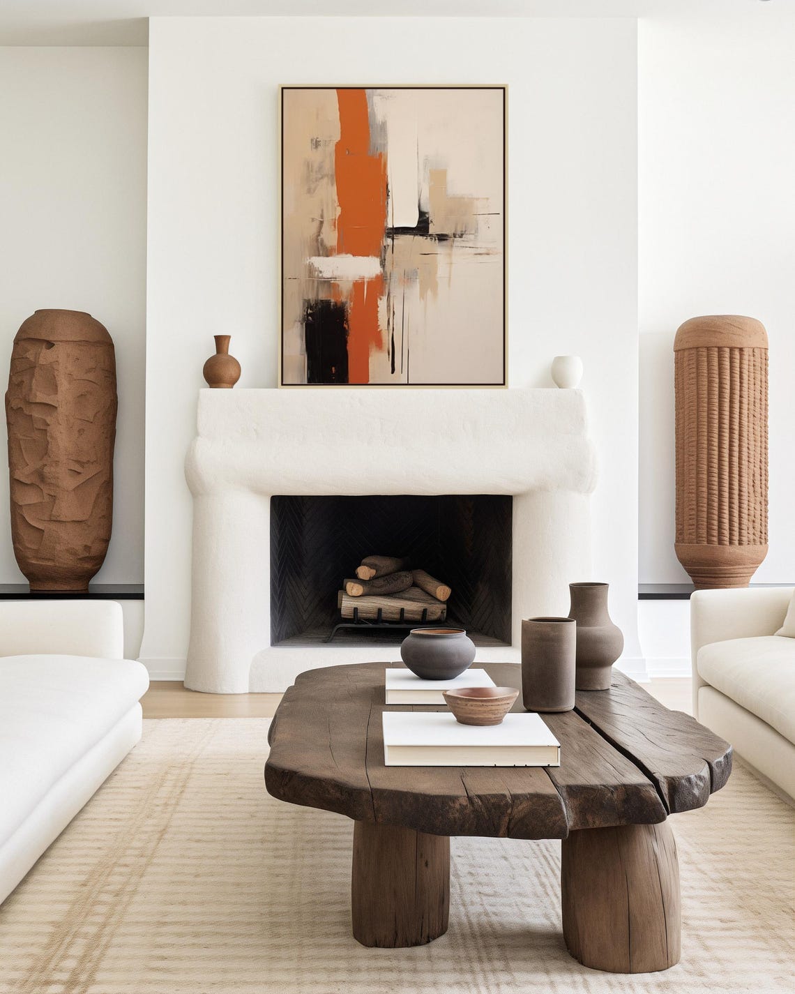 Burnt Orange Abstract Art Neutral Beige Modern Minimal Texture Poster - Image 2