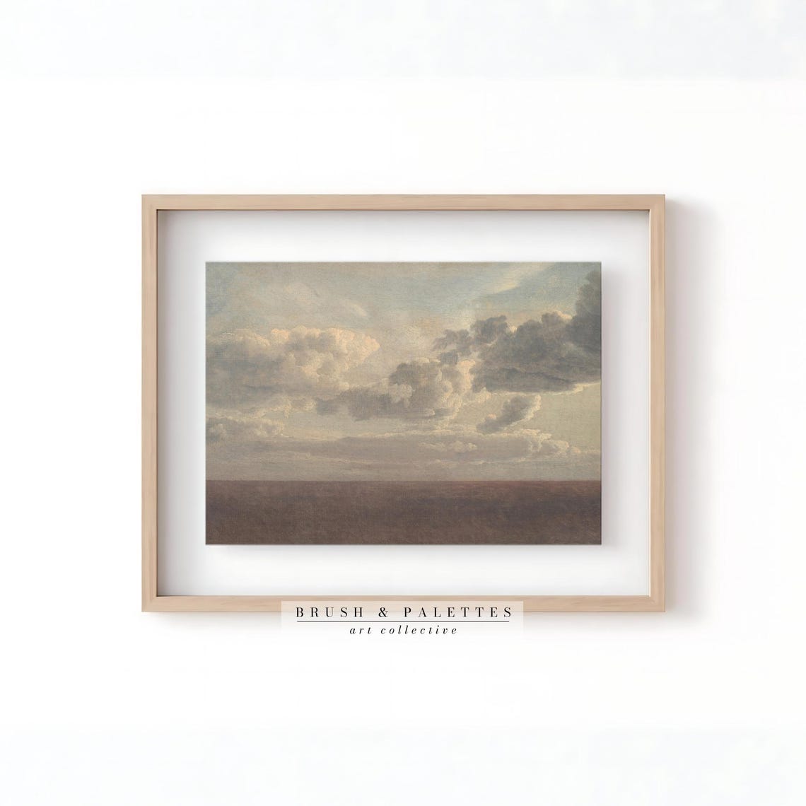 Moody Cloudscape Over Calm Sea Vintage Sky Oil Painting Poster - Image 2