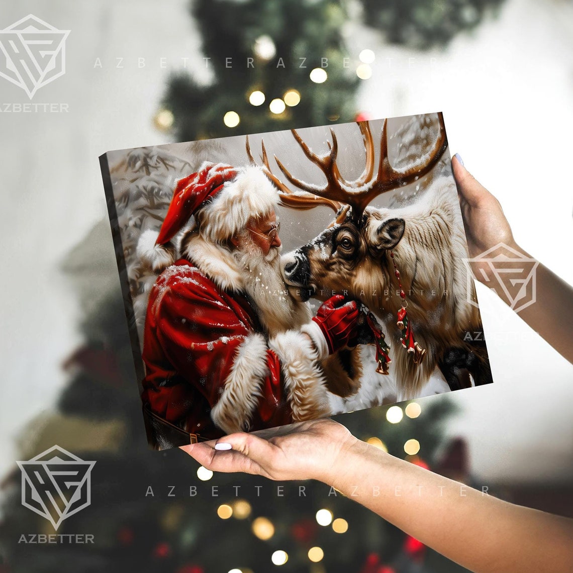 Santa And Reindeer Winter Wonderland Christmas Keepsake Poster