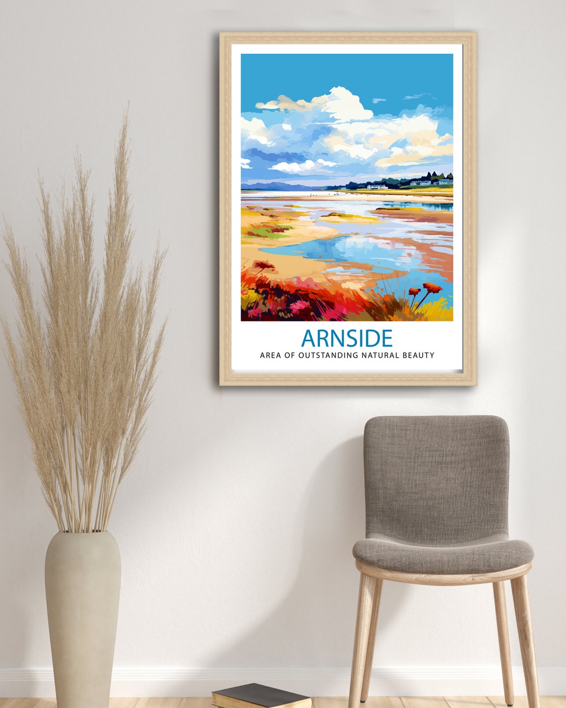 Arnside AONB Vibrant Estuary Sunset Wildflower Artwork Poster - Image 3