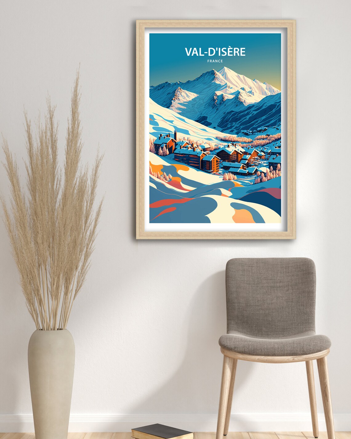 Val Disere Travel Poster, French Alps Skiing Art - Image 3