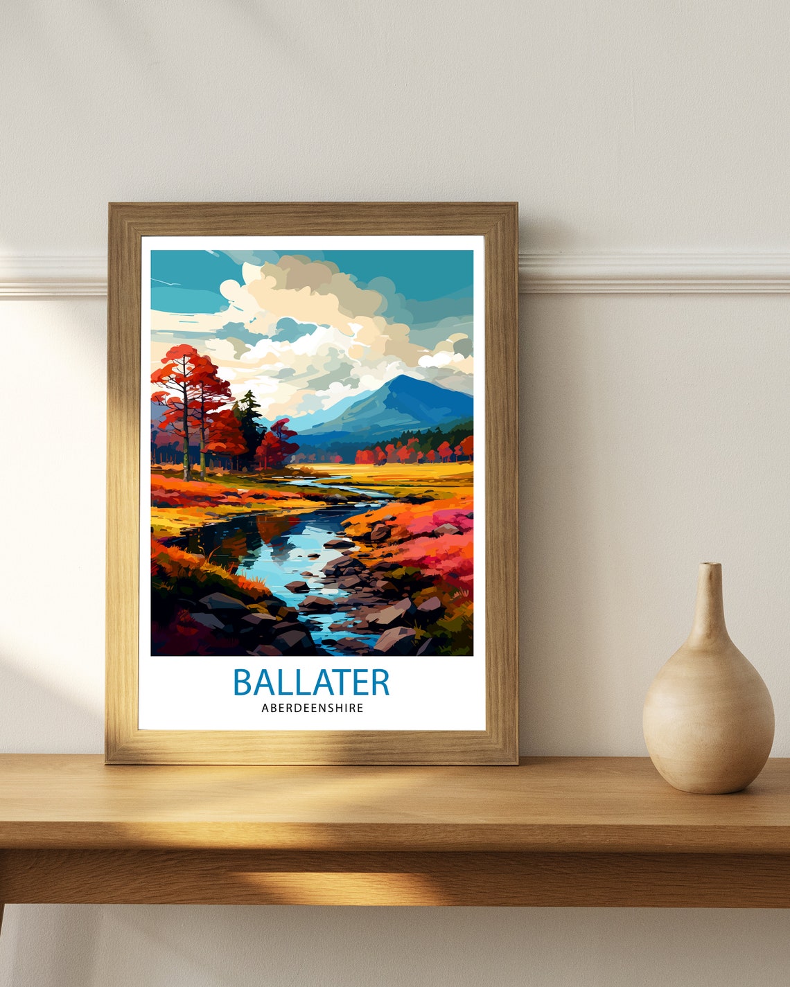 Ballater Aberdeenshire Autumn River Highland Hillside Poster - Image 3