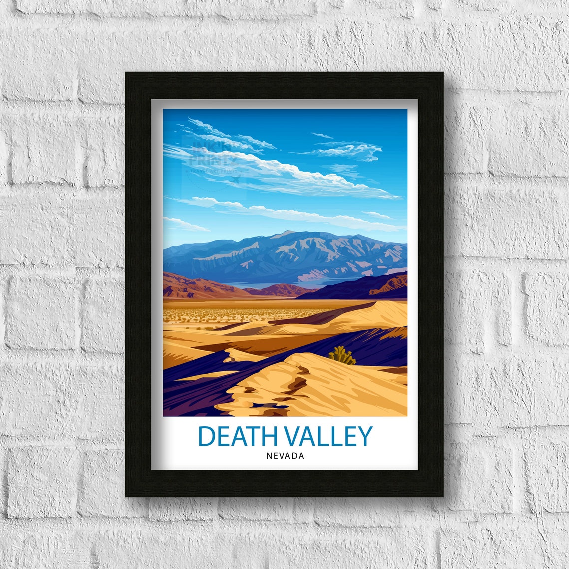Death Valley Nevada Golden Dunes Desert Mountains Travel Poster - Image 3