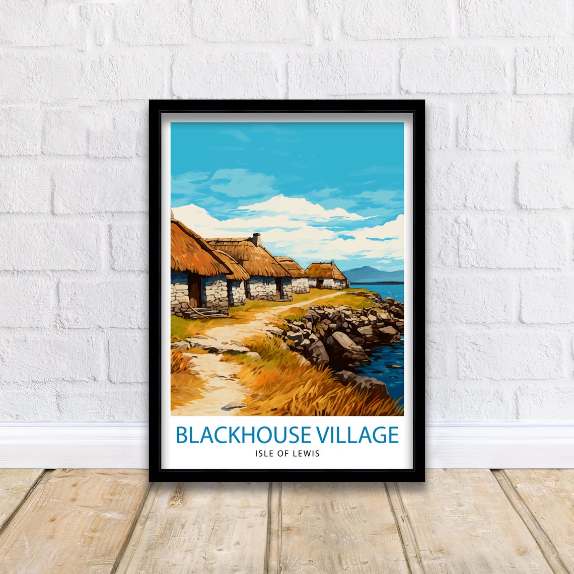 Blackhouse Village Isle Of Lewis Thatched Cottages Coast Poster
