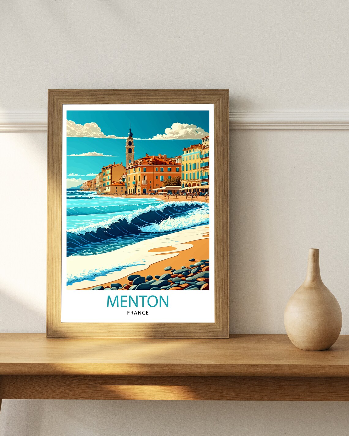 Menton France Travel Poster, Europe Wall Decor - Image 2