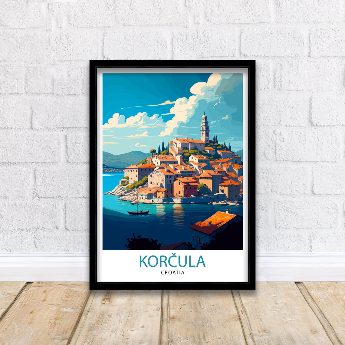 Korcula Croatia Travel Poster, Island Wall Art - Image 2